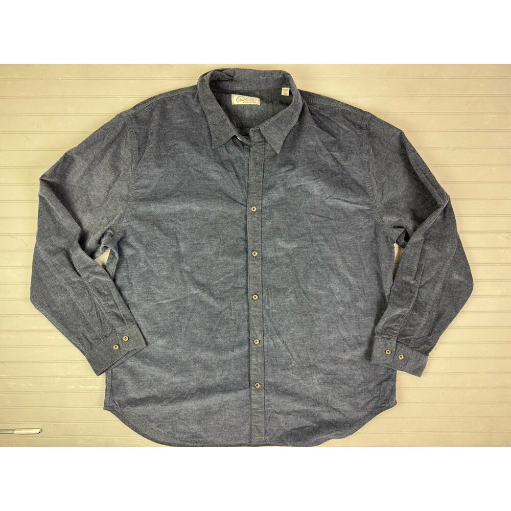 California Size 2XL Mens Corduroy Shirt Dark Blue Long Sleeve Button Up NWOT